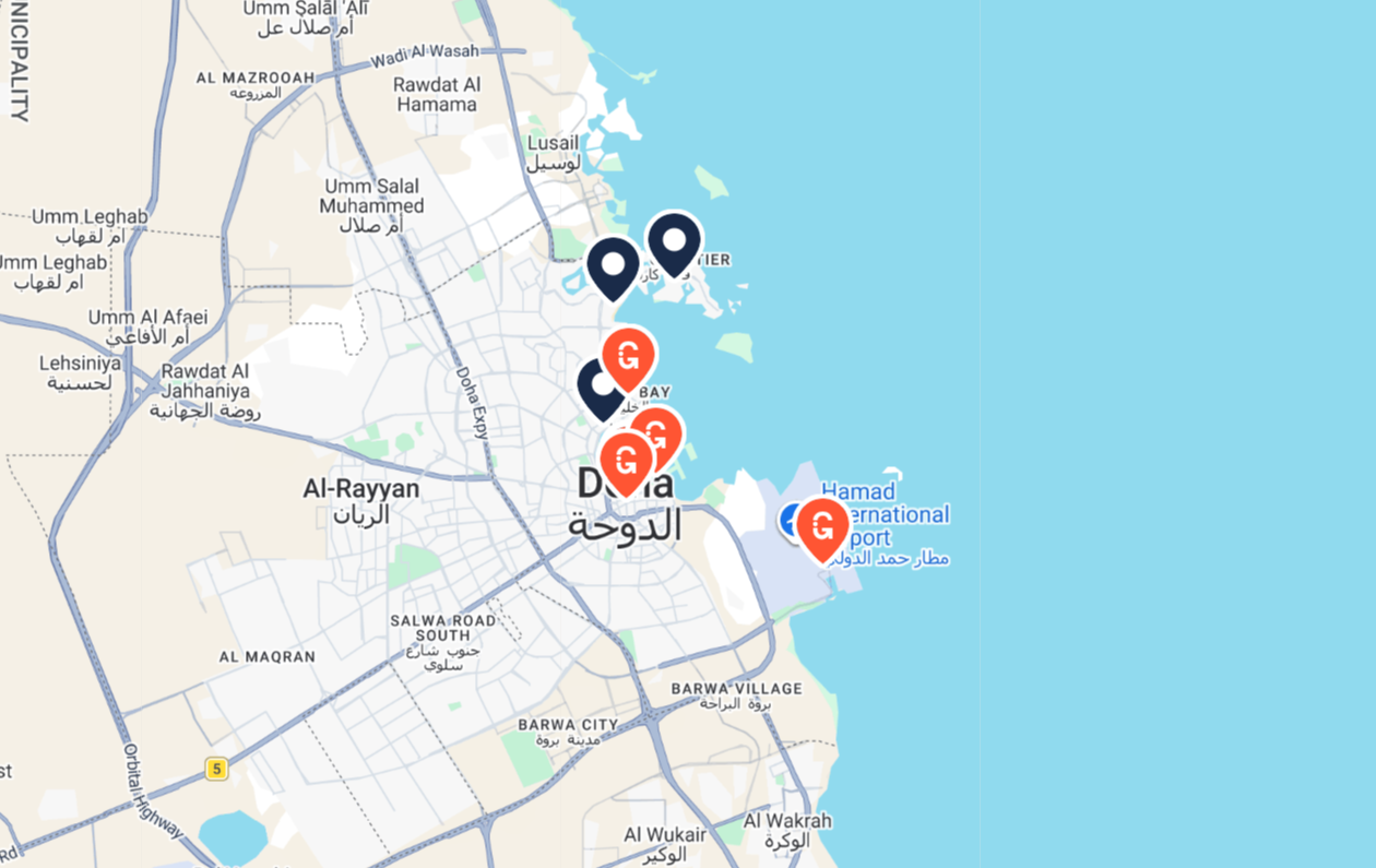 Tour route map for Doha Night City Tour